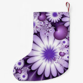 モダン抽象芸術花とハートフラクタル美術名 スモールクリスマスストッキング (裏面)