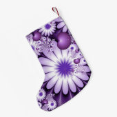 モダン抽象芸術花とハートフラクタル美術名 スモールクリスマスストッキング (裏面 (吊り時))