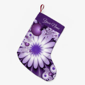 モダン抽象芸術花とハートフラクタル美術名 スモールクリスマスストッキング (正面 (吊り時))