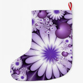 モダン抽象芸術花とハートフラクタル美術名 ラージクリスマスストッキング (裏面)