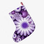 モダン抽象芸術花とハートフラクタル美術名 ラージクリスマスストッキング (裏面 (吊り時))