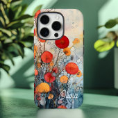 モダン抽象芸術花パーソナライズされた名 Case-Mate iPhoneケース