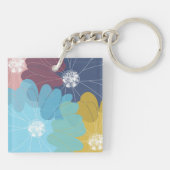 モダン抽象芸術花パーソナライズされた術 キーホルダー (裏面)
