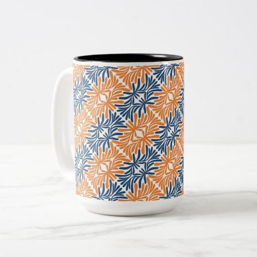 モダン抽象芸術花模様 ツートーンマグカップ (正面左)