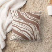 モダン抽象芸術茶色の白ストライプ色 クッション (ブランケット)