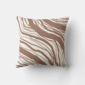 モダン抽象芸術茶色の白ストライプ色 クッション (裏面)
