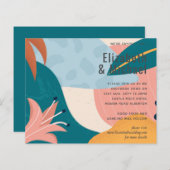 モダン抽象芸術葉のトロピカルな結婚式の招待 (正面/裏面)