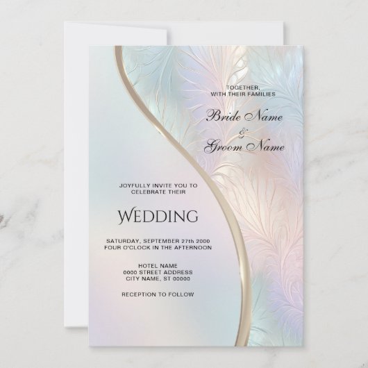 モダン抽象芸術虹色結婚式招待状 招待状 (正面)