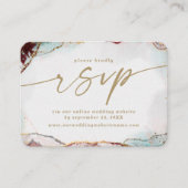 モダン抽象芸術赤と金ゴールド結婚のWebサイトRSVP エンクロージャーカード (正面)