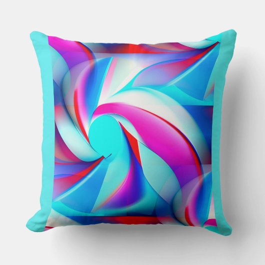 モダン抽象芸術赤王室のとアクアブルー クッション (正面)