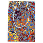 モダン抽象芸術赤黄色 ミディアムペーパーバッグ (裏面)