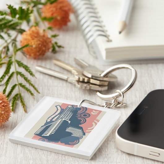 モダン抽象芸術都市鮮やか景観 キーホルダー