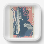 モダン抽象芸術都市鮮やか景観 ペーパープレート (正面)