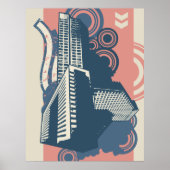 モダン抽象芸術都市鮮やか景観 ポスター (正面)