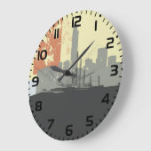 モダン抽象芸術都市鮮やか景観 ラージ壁時計 (傾斜)