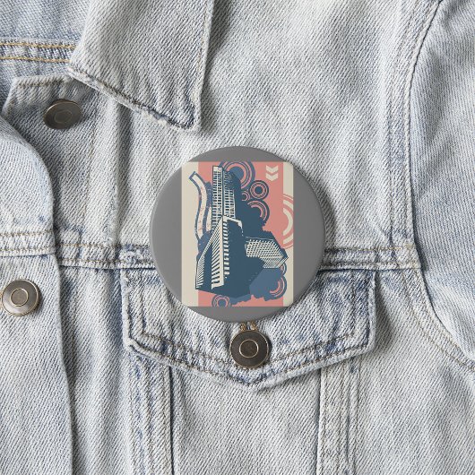 モダン抽象芸術都市鮮やか景観 缶バッジ