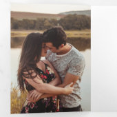 モダン抽象芸術金ゴールドの行と写真 三つ折りクリスマスカード (内部最初)