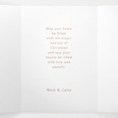 モダン抽象芸術金ゴールドの行と写真 三つ折りクリスマスカード (内部中)