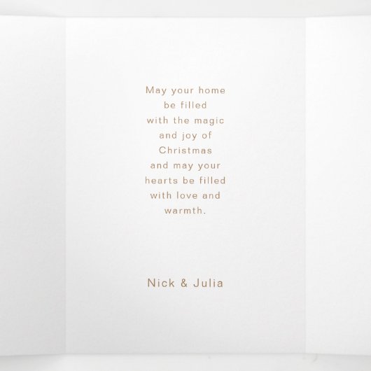 モダン抽象芸術金ゴールドの行と写真 三つ折りクリスマスカード (内部中)