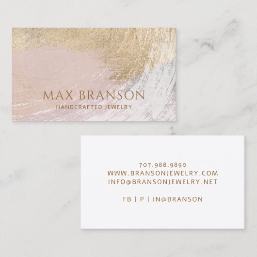 モダン抽象芸術金ゴールドピンクジュエリーデザイナー 名刺 (正面/裏面)