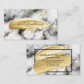モダン抽象芸術金ゴールド絵を描ブラシストローク大理石 名刺 (正面/裏面)