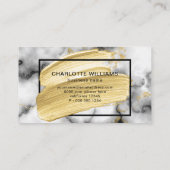 モダン抽象芸術金ゴールド絵を描ブラシストローク大理石 名刺 (裏面)