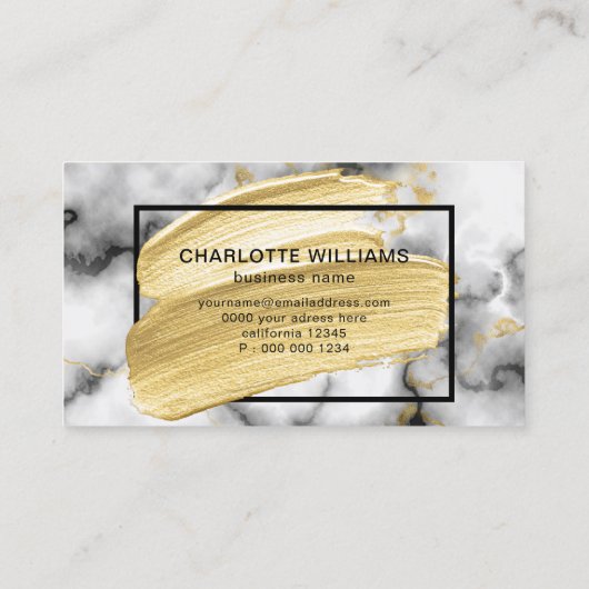モダン抽象芸術金ゴールド絵を描ブラシストローク大理石 名刺 (裏面)