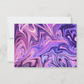 モダン抽象芸術銀河系アートウェーブブルーシック結婚ズ 出欠カード (裏面)