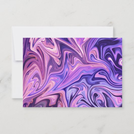 モダン抽象芸術銀河系アートウェーブブルーシック結婚ズ 出欠カード (裏面)