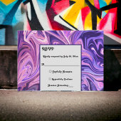 モダン抽象芸術銀河系アートウェーブブルーシック結婚ズ 出欠カード