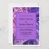 モダン抽象芸術銀河系アートウェーブブルーシック結婚ズ 招待状 (正面)