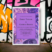 モダン抽象芸術銀河系アートウェーブブルーシック結婚ズ 招待状