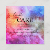 モダン抽象芸術銀河系水彩キャンドル気に スクエア名刺 (裏面)