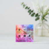 モダン抽象芸術銀河系水彩キャンドル気に スクエア名刺 (スタンド正面)