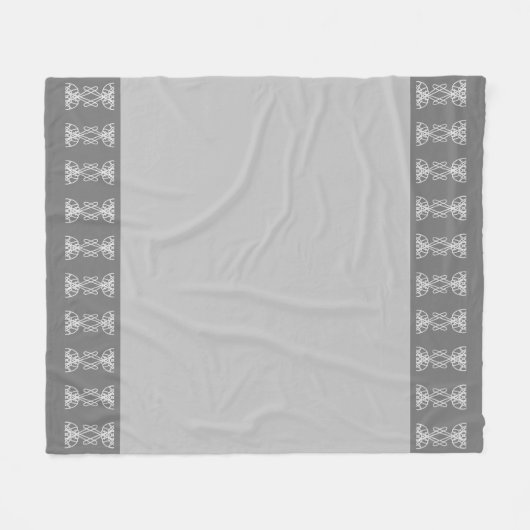 モダン抽象芸術銀灰色 フリースブランケット (正面(横))