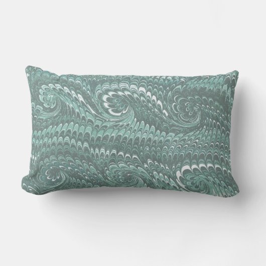 モダン抽象芸術鋼青渦巻き大理石パターン ランバークッション (正面)