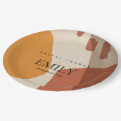 モダン抽象芸術錆イエロー芸術的ブライダルシャワー ペーパープレート (アングル)