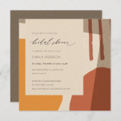 モダン抽象芸術錆イエロー芸術的ブライダルシャワー 招待状 (正面/裏面)