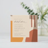 モダン抽象芸術錆イエロー芸術的ブライダルシャワー 招待状 (スタンド正面)