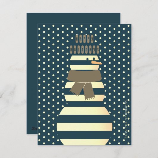 モダン抽象芸術雪だるまイラストレーション シーズンカード (正面/裏面)