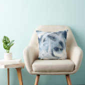 モダン抽象芸術青と白のパインタリー クッション (椅子)