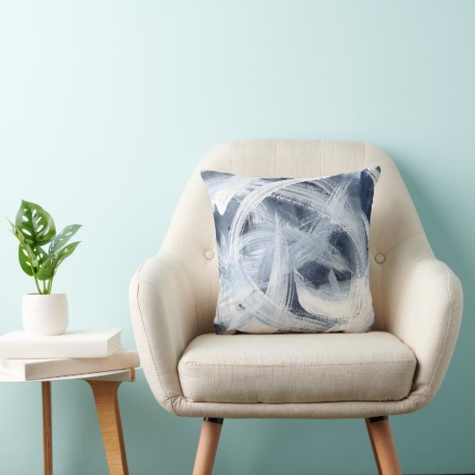 モダン抽象芸術青と白のパインタリー クッション (椅子)