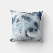 モダン抽象芸術青と白のパインタリー クッション (正面)