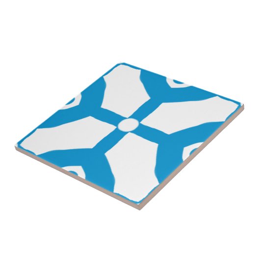 モダン抽象芸術青の白いブロックのドットのパターン タイル (側面)