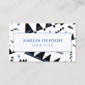 モダン抽象芸術青の黒い三角形パターン 名刺 (正面)