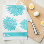 モダン抽象芸術青アガベパターン |パーソナライズされた | キッチンタオル (四つ折り)