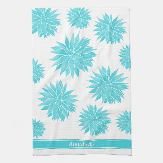 モダン抽象芸術青アガベパターン |パーソナライズされた | キッチンタオル (縦)