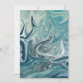 モダン抽象芸術青アート波ミニマル結婚の 招待状 (裏面)