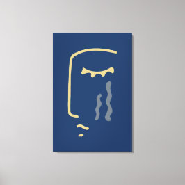 モダン抽象芸術顔オンブルー キャンバスプリント