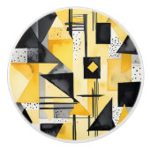 モダン抽象芸術黄色と黒の水色 セラミックノブ (正面)